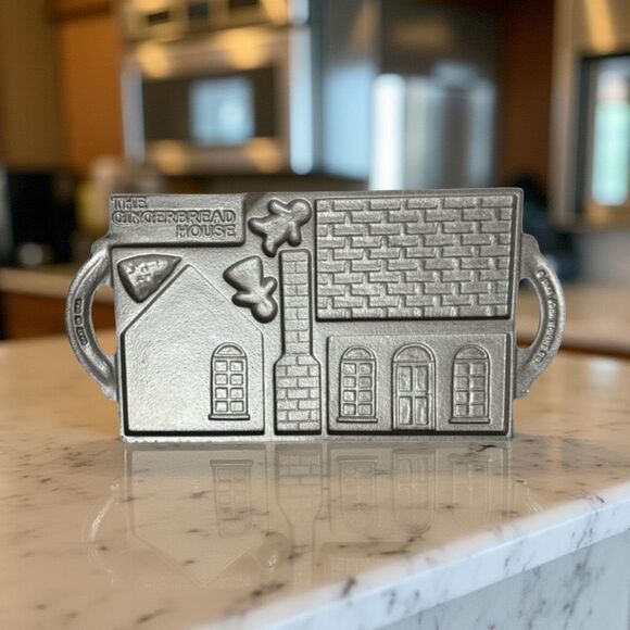 1985 Vintage John Wright Cast Iron Gingerbread House Baking Sheet Mold - Picture 1 of 4